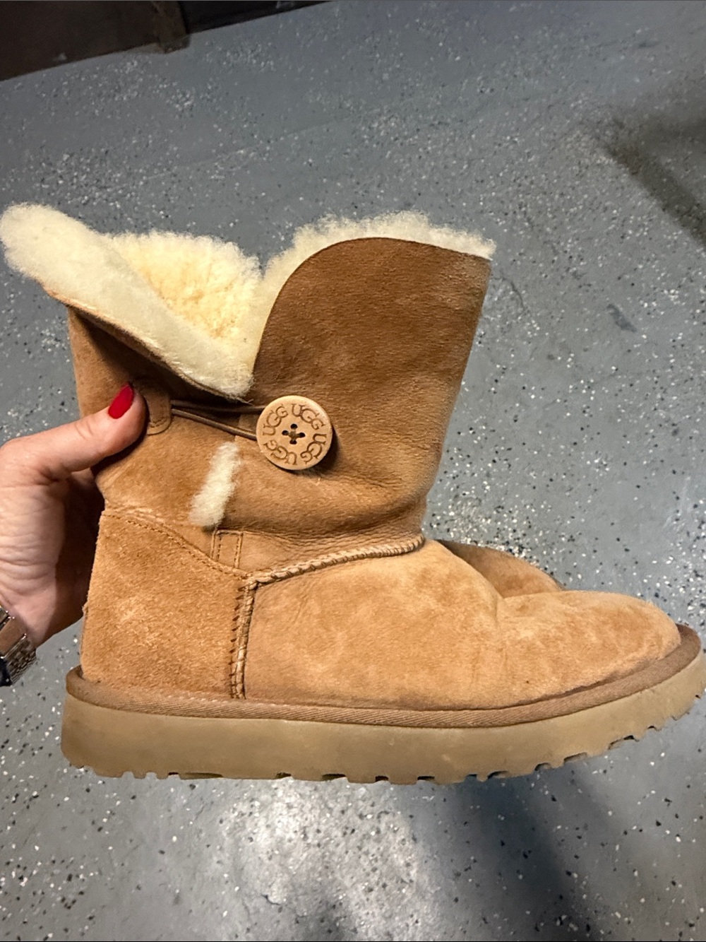 UGG Tan Classic Short Button Sheepskin Boot